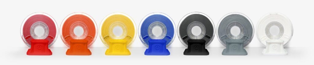 A series of brightly colored 3D printing filaments that are compatible with Raise3D printers