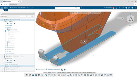 Close-up view of a jigsaw model in SOLIDWORKS browser-based roles, highlighting subdivision surfaces and precise geometry editing tools.