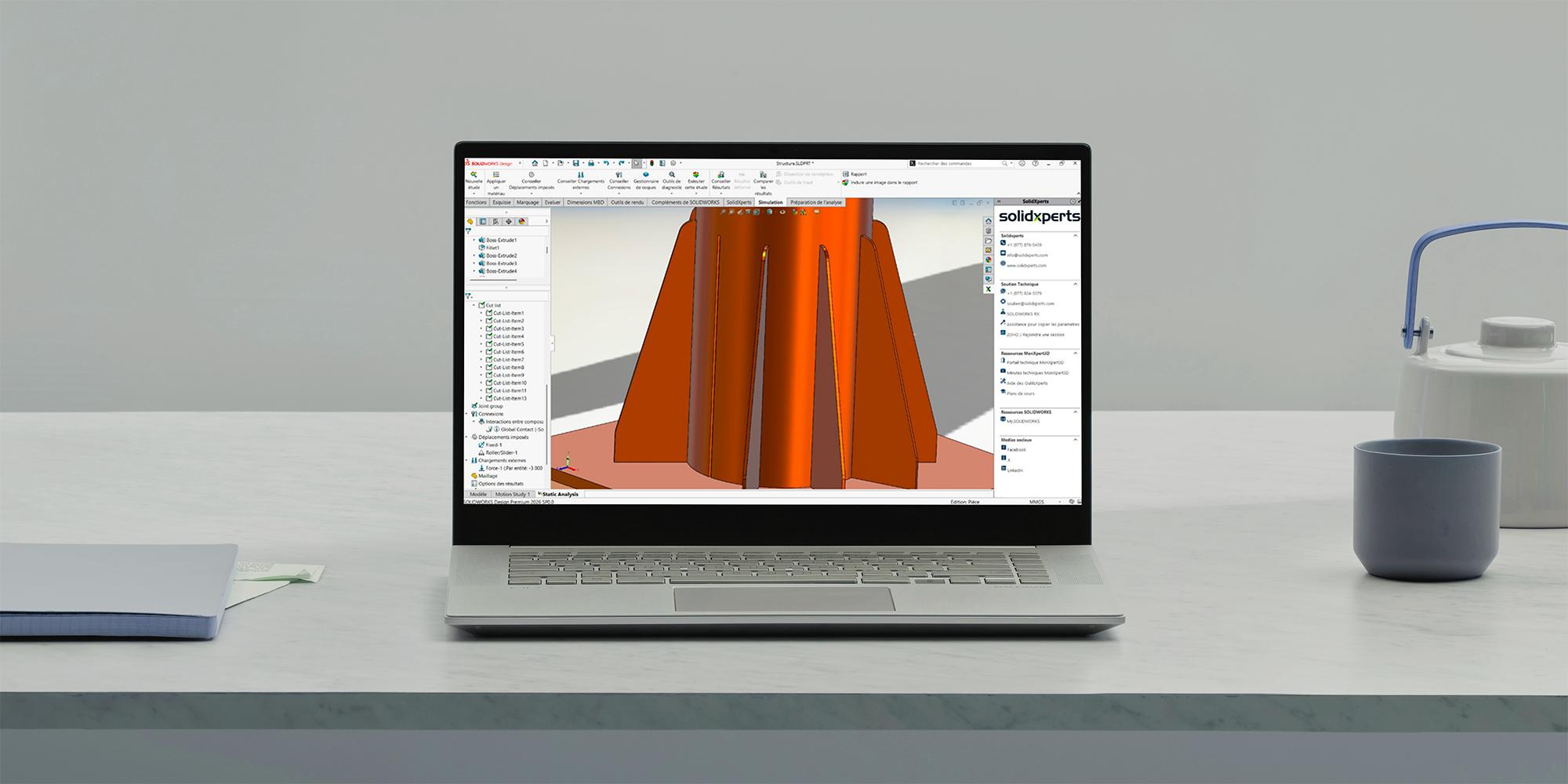 Interactions solidaires dans SOLIDWORKS Simulation : bonne pratique et étude de cas