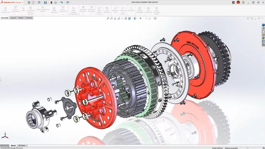 Interface de modélisation CAO SOLIDWORKS utilisée pour la conception de pièces et d’assemblages 3D.
