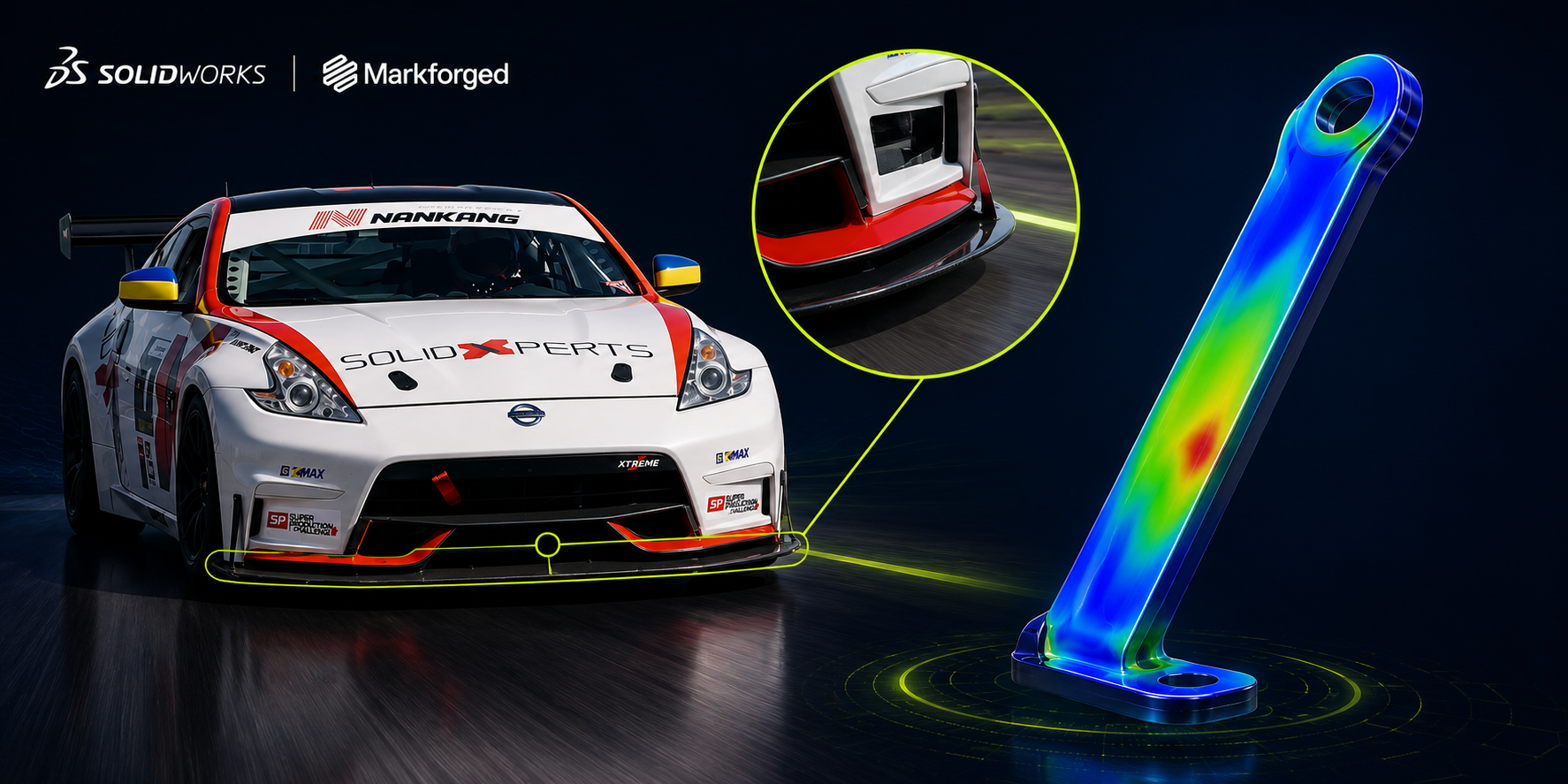 Comment SOLIDWORKS Flow Simulation et Markforged simulation ont permis d&rsquo;optimiser une pièce de voiture de course